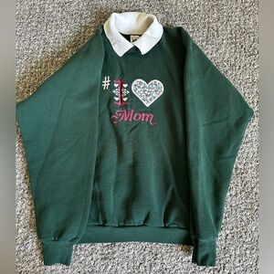 Fruit of the Loom Green Sweatshirt with White Collar/ size L